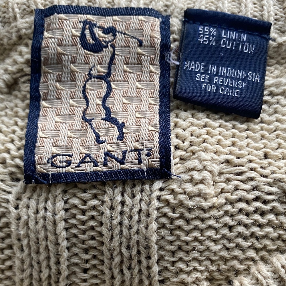 Vintage Gant Golf Cable Knit Sweater Embroidered Logo Side Medium - Picture 5 of 7